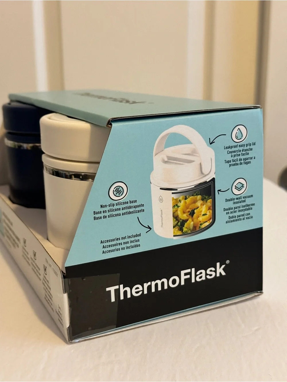 ThermoFlask Insulated Food Jars Blue White 2-Pack 20oz New